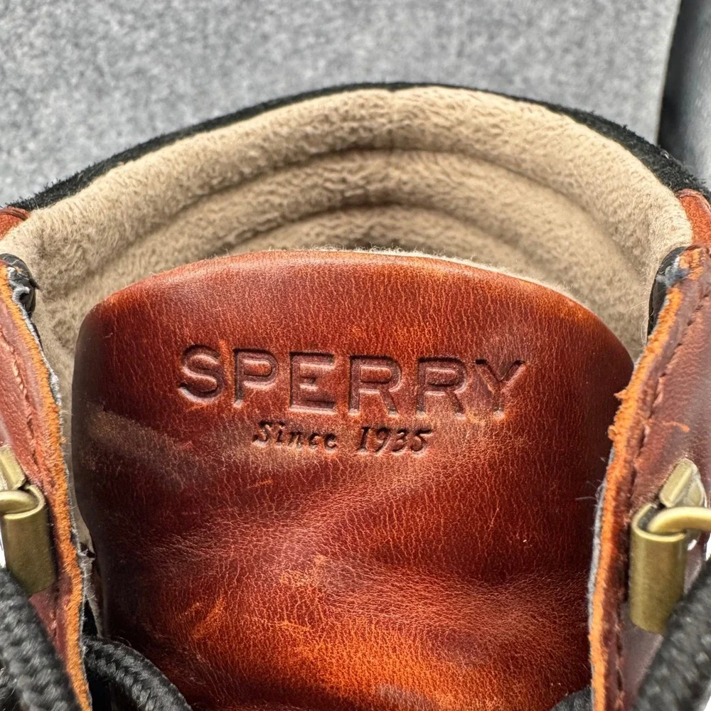 Sperry Avenue Duck Boots Mens 10 Brown Black Waterproof Leather STS10548